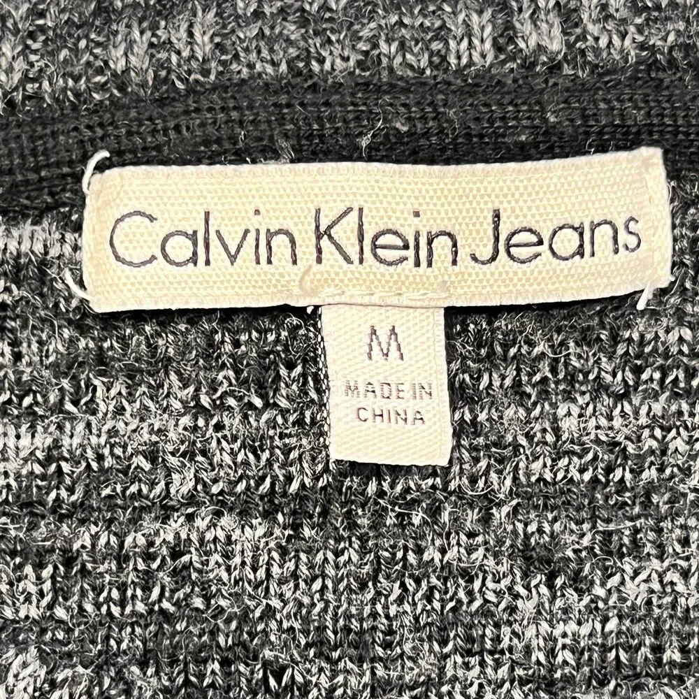 Calvin Klein Jeans Sweater Men Medium Gray Marled Crew Neck Knit Pullover